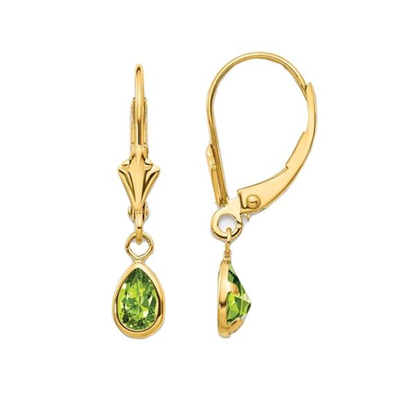 4/5 Carat (ctw) Peridot Dangle Drop Earrings in 14K Yellow Gold